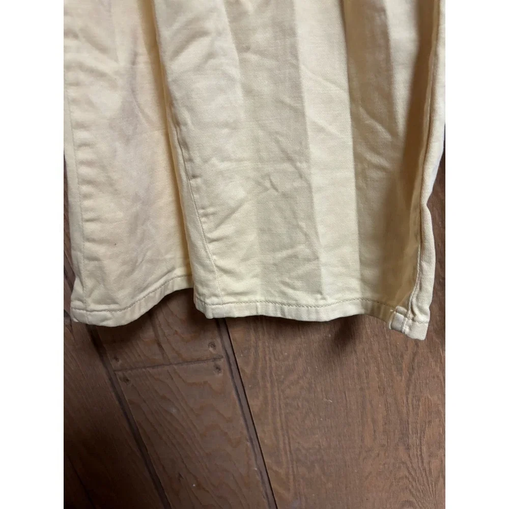 Free People wide‎ leg button fly soft yellow trousers women size 2